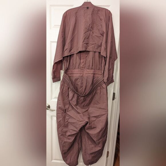 New Athleta x Alicia Keys brown Jumpsuit Open Back Utility snap front Plus Sz 22 - Picture 15 of 16